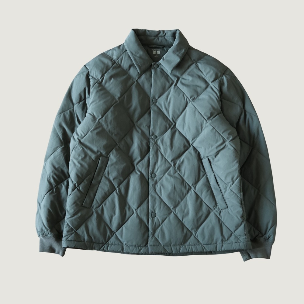 Uniqlo PUFFTECH Quilted Jacket Relaxed Fit Green Nylon Puffer Large 311-472293